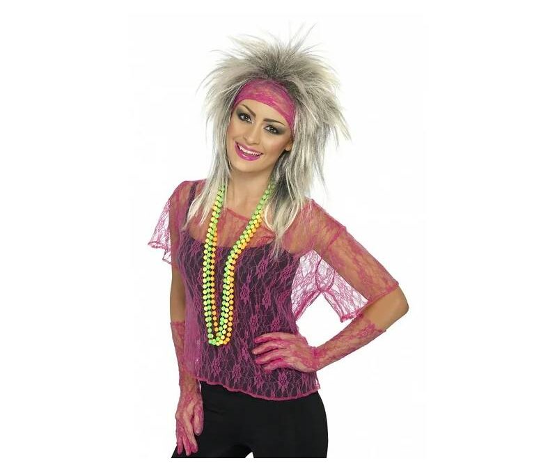 80’s Lace Vest Neon Pink