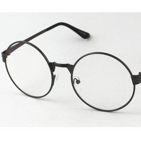 Metal Frame/Large Clear Round Lens Eyeglasses-BK