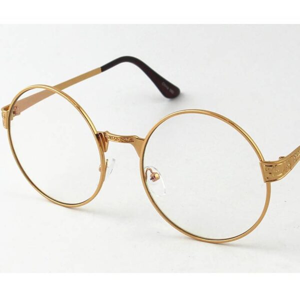 Metal Frame/Large Clear Round Lens Eyeglasses-Gold