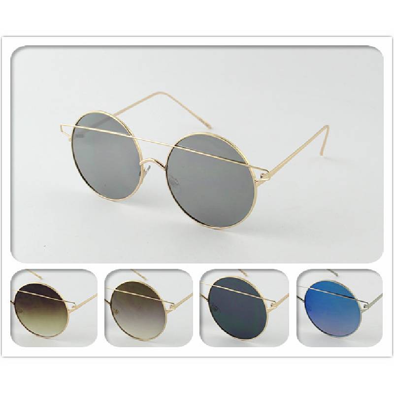 Round Crossbar Frame Mirror Lens Sunglasses-all