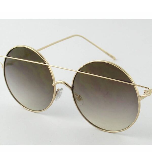Round Crossbar Frame Mirror Lens Sunglasses-brown