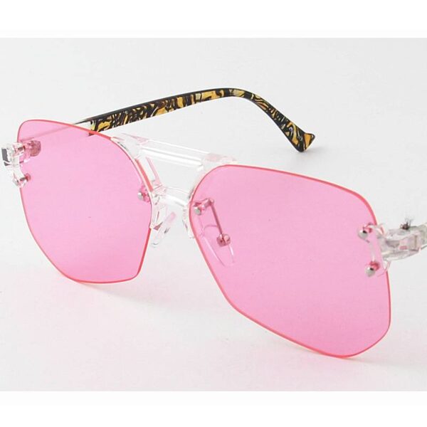 Rimless Angle Cut Lens Sunglasses pink