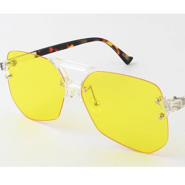 Rimless Angle Cut Lens Sunglasses yellow