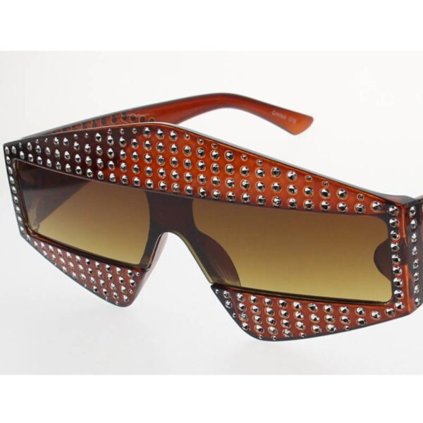 Printed Rhinestone Frame Sunglasses - Style 3