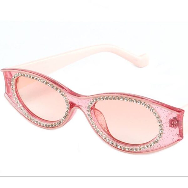 Rhinestone Trim Oval Lens Sunglasses-pink