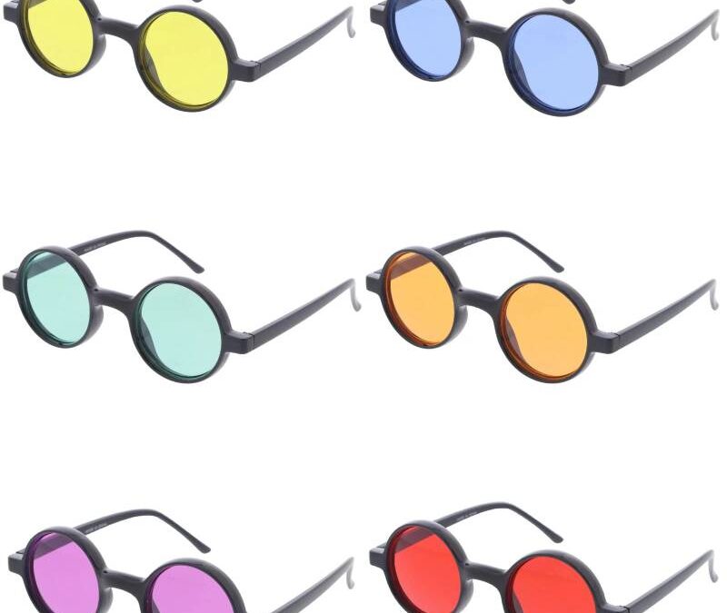 Round Black Plastic Frame Sunglasses