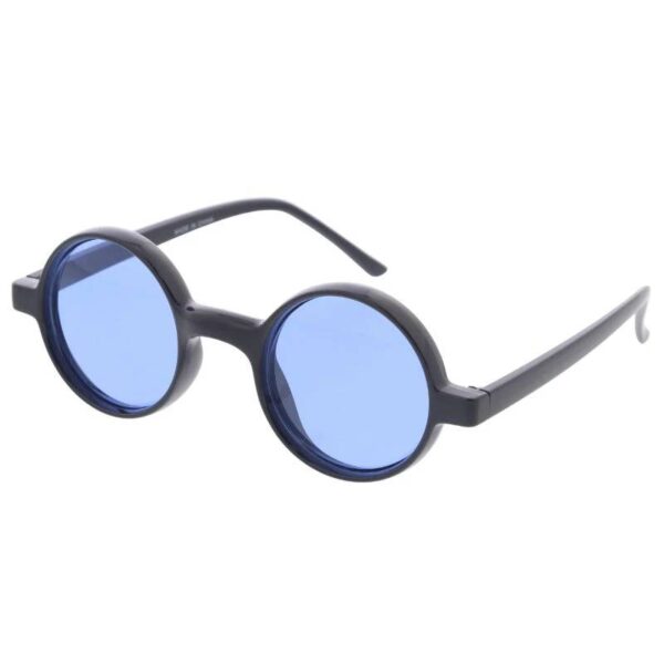 Round Black Plastic Frame Sunglasses blue