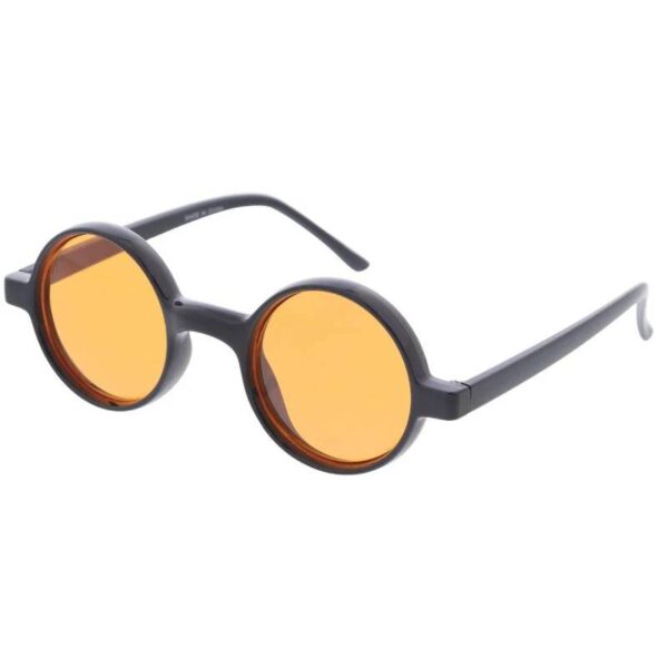 Round Black Plastic Frame Sunglasses orange