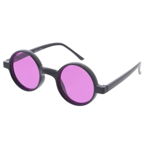 Round Black Plastic Frame Sunglasses purple
