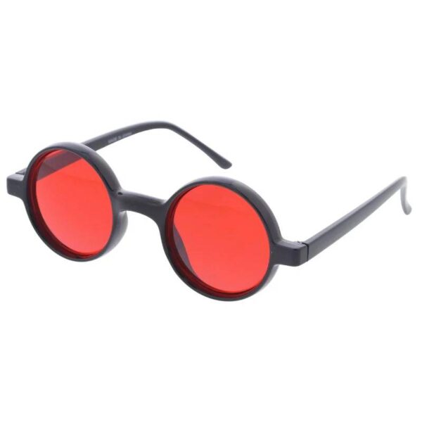 Round Black Plastic Frame Sunglasses red