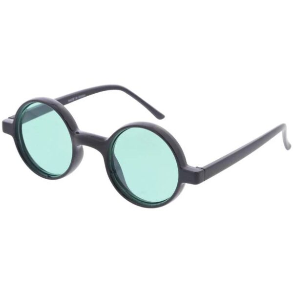 Round Black Plastic Frame Sunglasses turquoise
