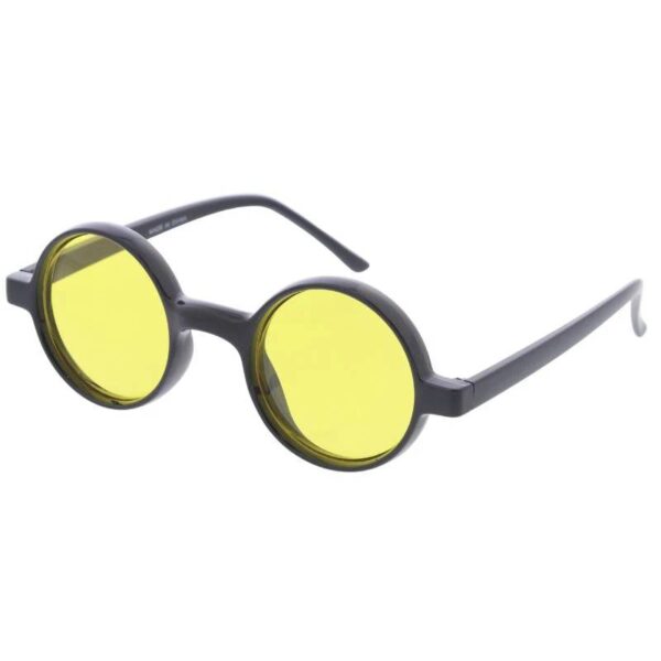 Round Black Plastic Frame Sunglasses yellow
