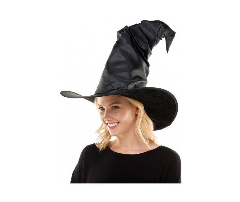 Black Fabric Shapeable Curved Witch Hat