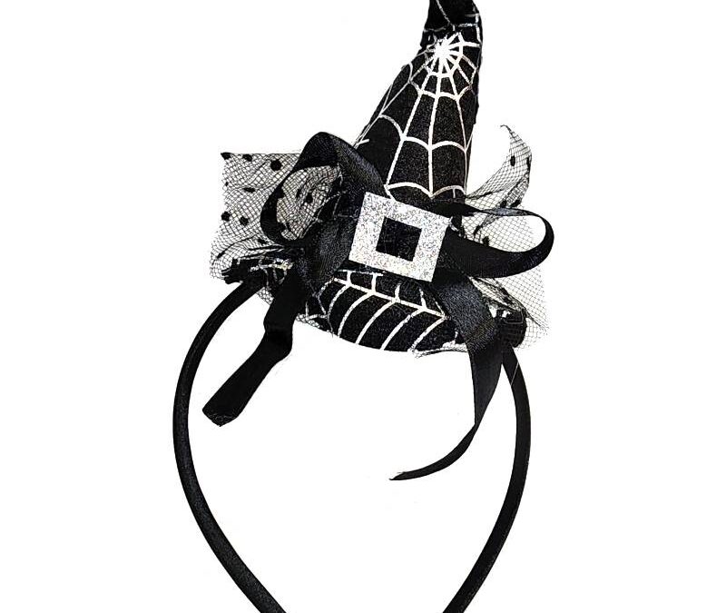 Small Spider Web Witch Hat Headband w Buckle
