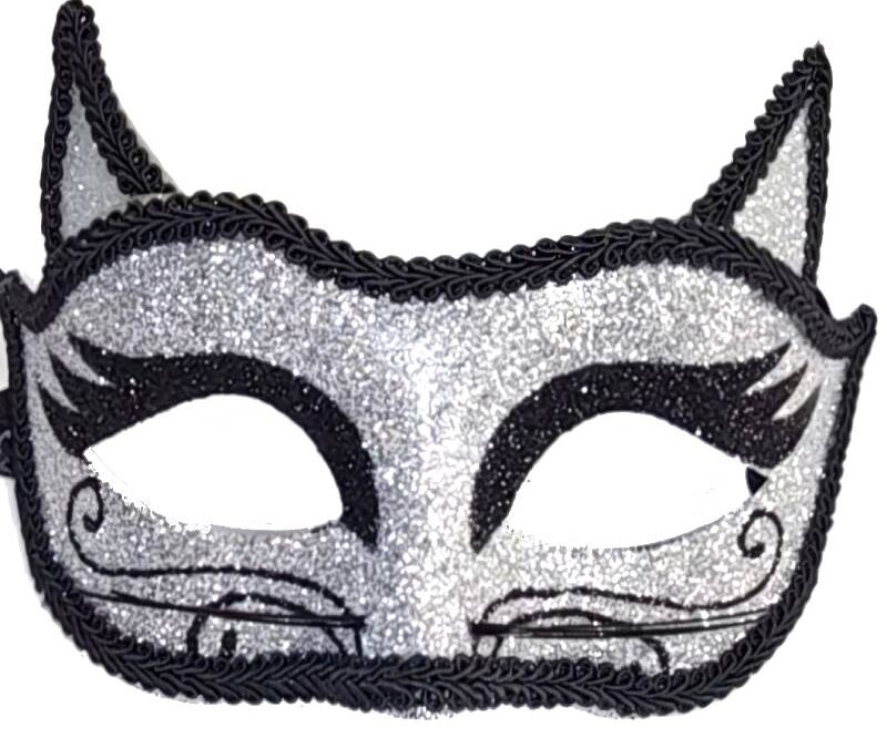 Glittered Cat Half Mask w Ears