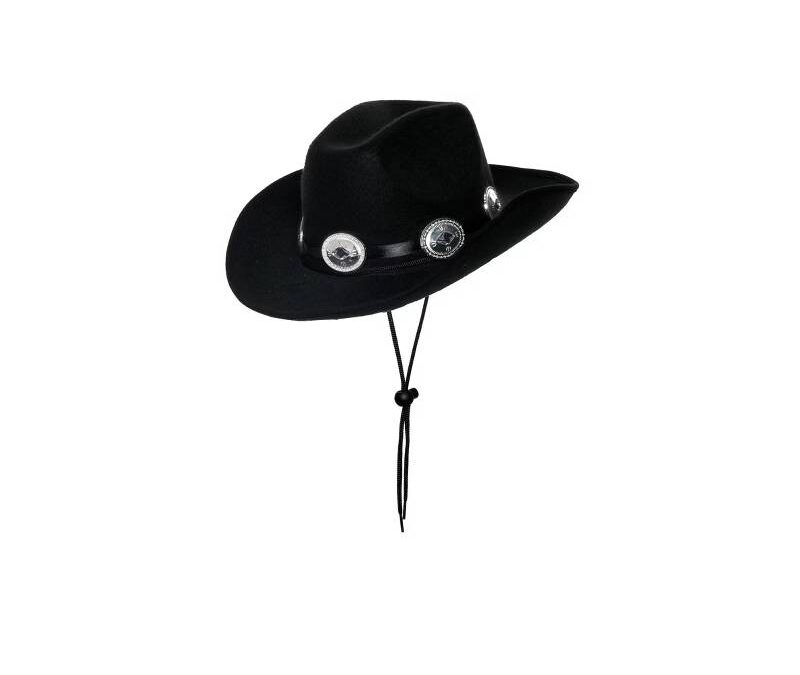 Black Felt Western Hat with Silver Conch Band