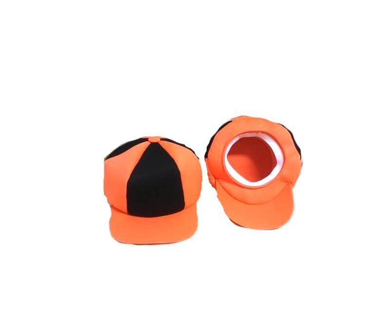 Fabric Oversize Hat w Bill – Orange & Black