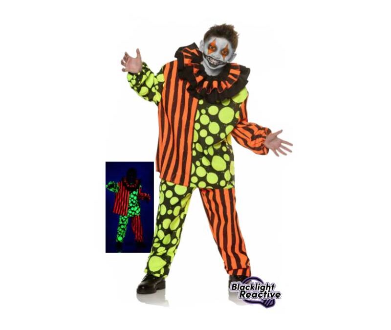 Neon Terror Clown Blacklight Reactive Child Size