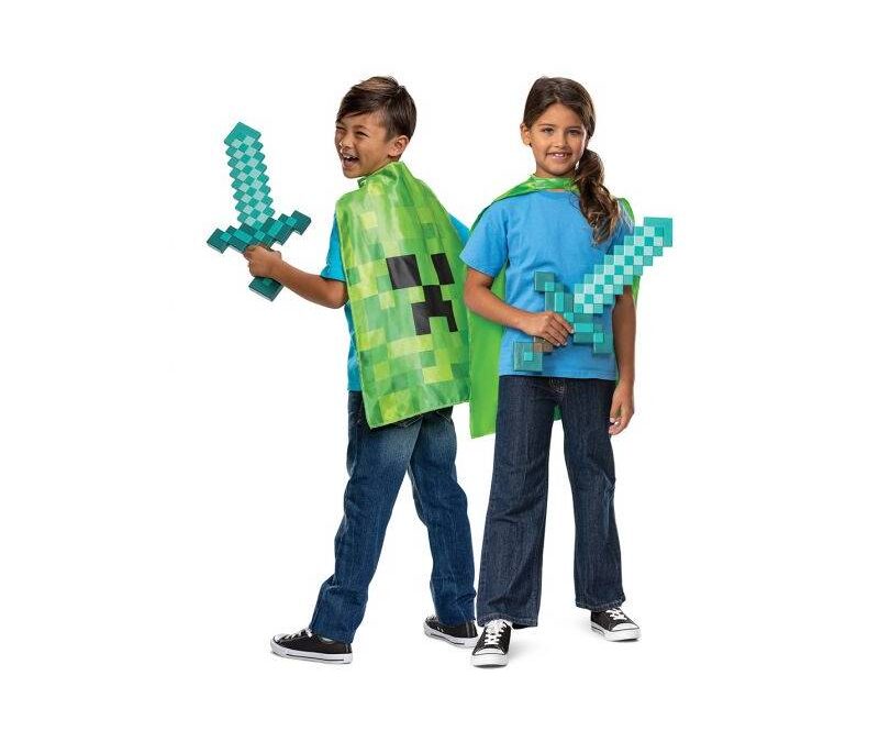 Plastic Minecraft Sword & Cape Set
