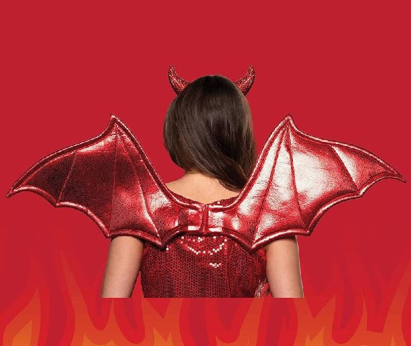 Red Metallic Fabric Devil Wings