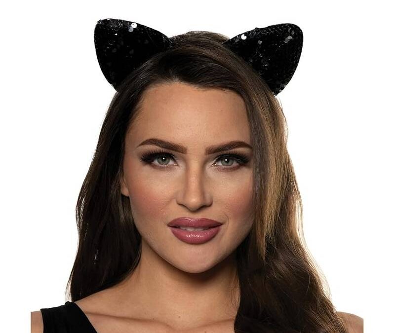 Black Sequin Cat Ears Headband