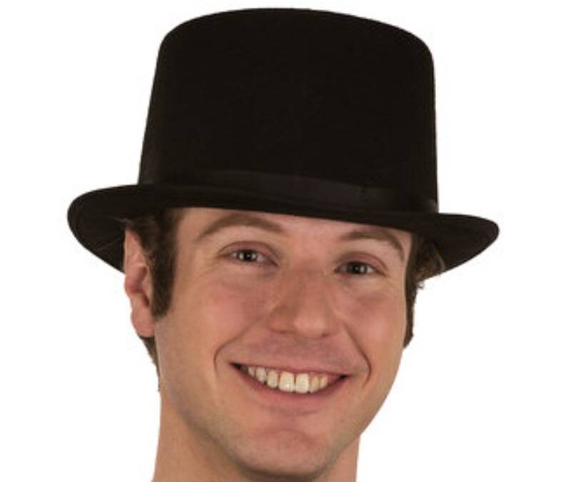 Black Felt Top Hat w Stretch Liner