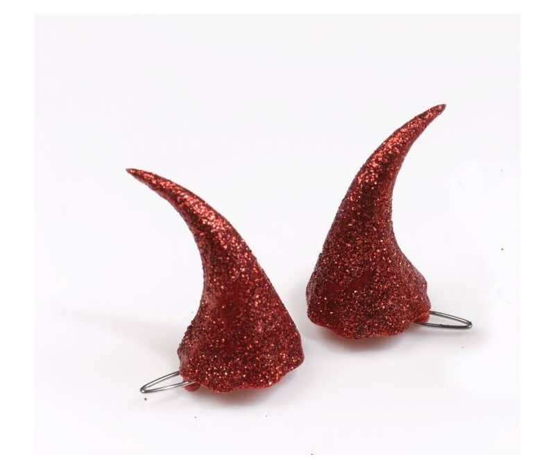 Glittered Devil Horns Hair Clips