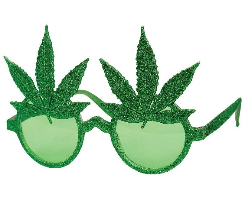 Glittered Marijuana Leaves Eyeglasses