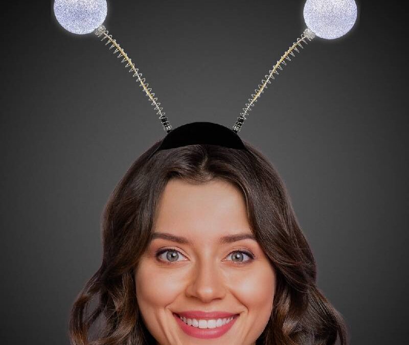 Light Up Silver Glittered Ball Head Bopper