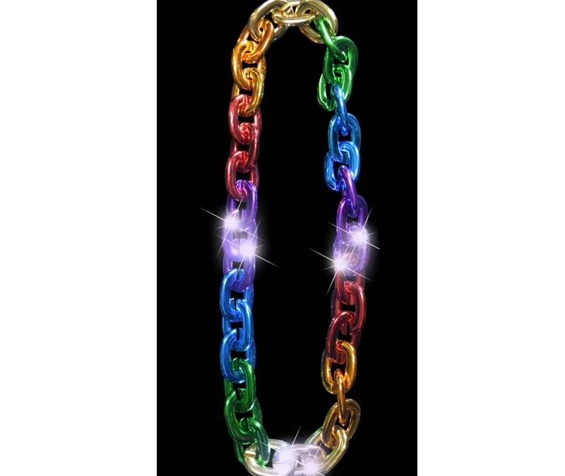 Rainbow Metallic Plastic Light-Up Jumbo Chain Necklace