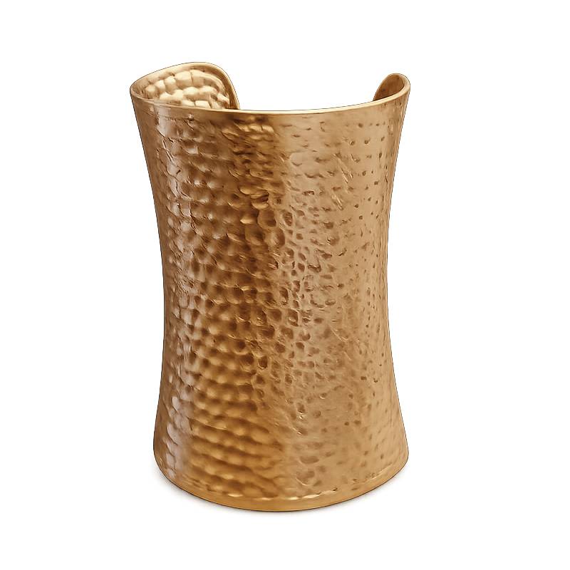 Hammered Metal Wrist Cuff Gold Tone Costume Accessory
