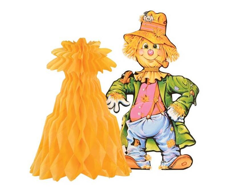 Scarecrow w Tissue Corn Shock Centerpiece