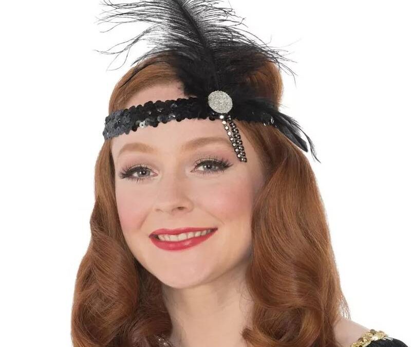 Black Sequin Flapper Headband