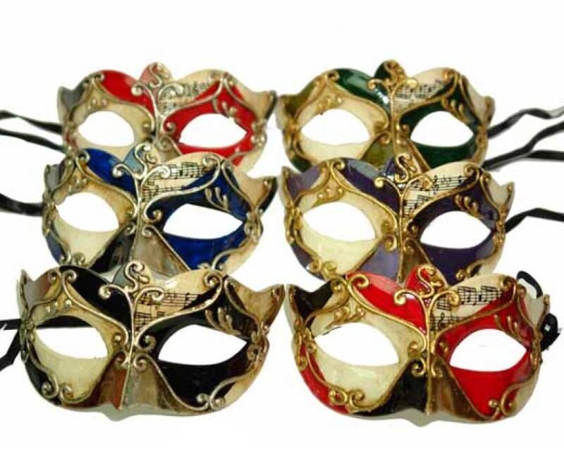Costume Venetian Half Mask w Musical Notes