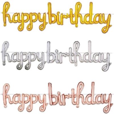 Script Happy Birthday Balloon Banner