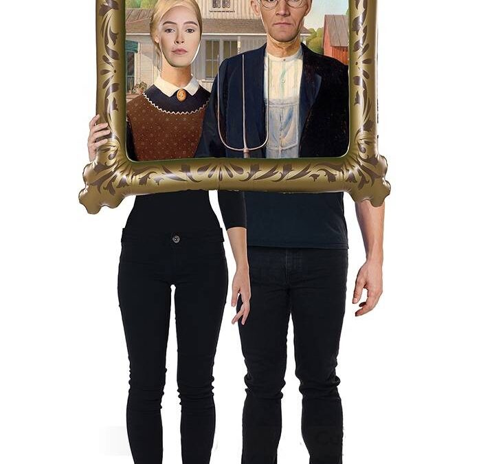 American Gothic Painting w Inflatable Frame