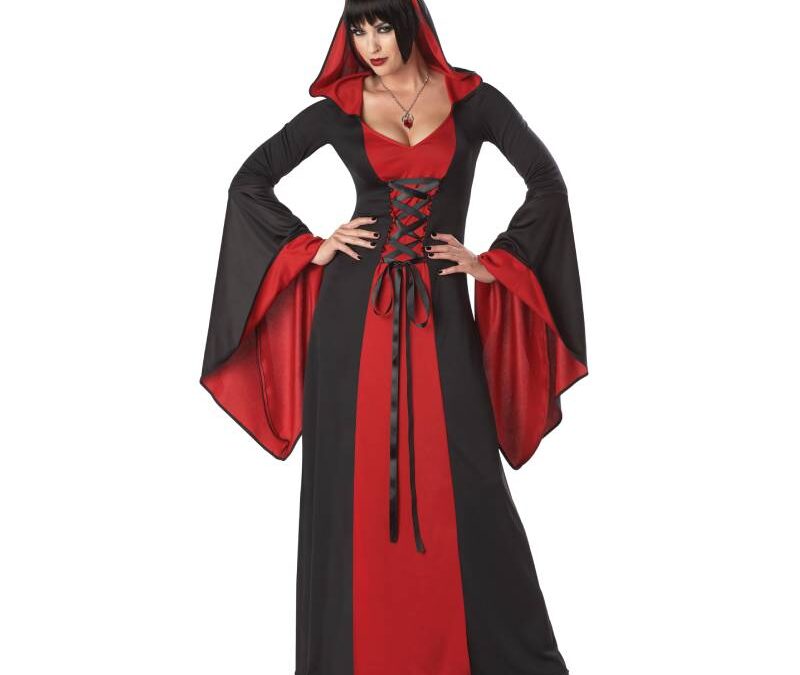 Hooded Deluxe Adult Robe Red/Black