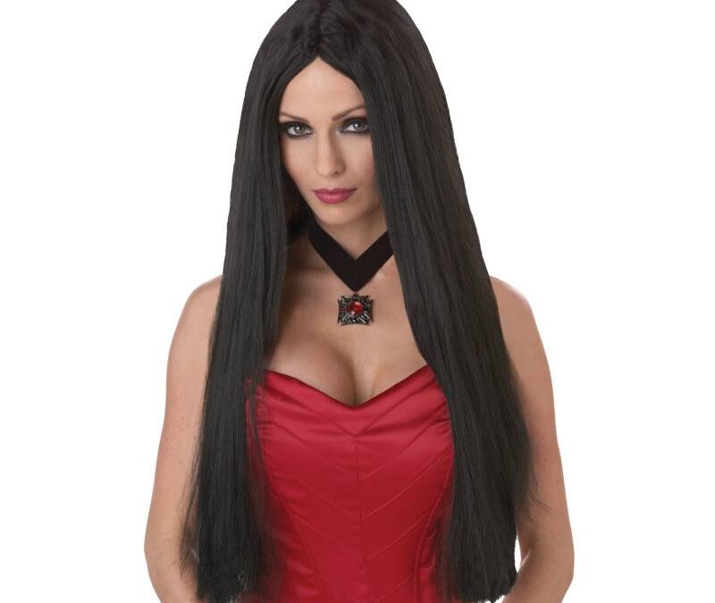 Long Flowing Black Morticia Addams Wig