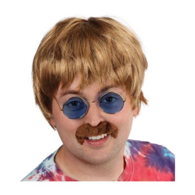 Hippie Wig w Glasses and Moustache