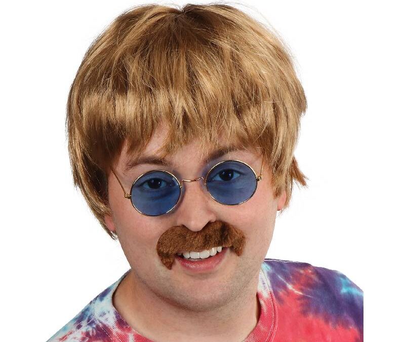 Hippie Wig w Glasses and Moustache