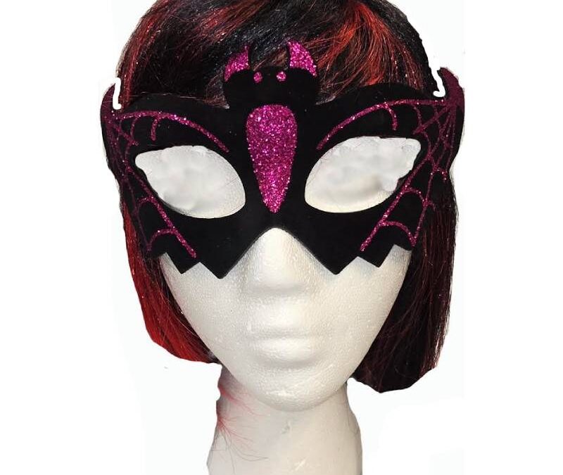 Glittered Velvet Flying Bat Half Mask