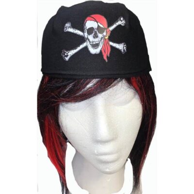 Felt Fabric Pirate Headwrap w Skull & Crossbones