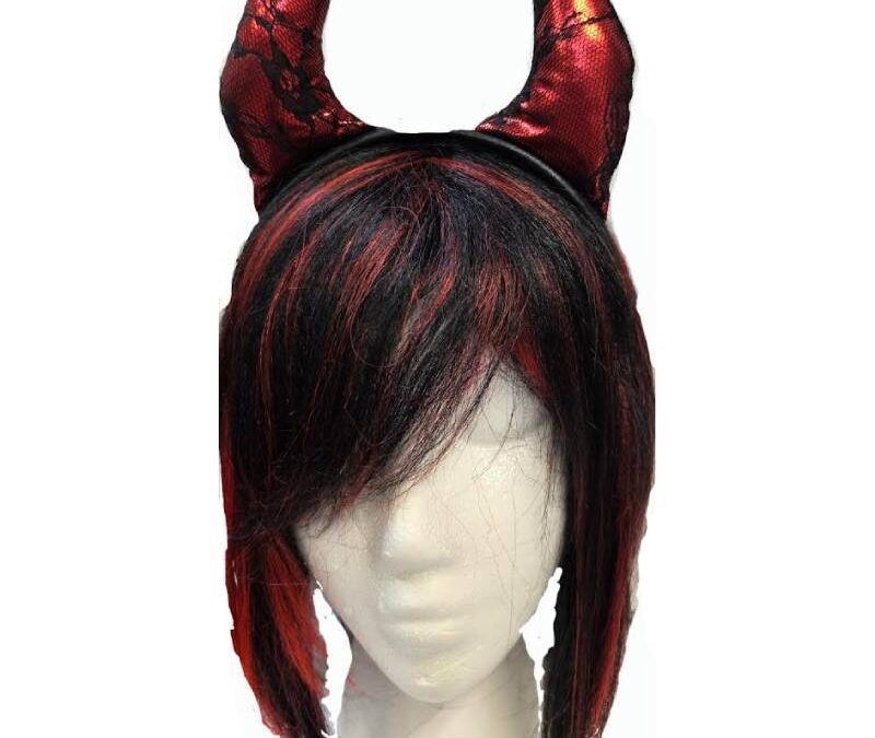Lace Covered Devil Horns Headband