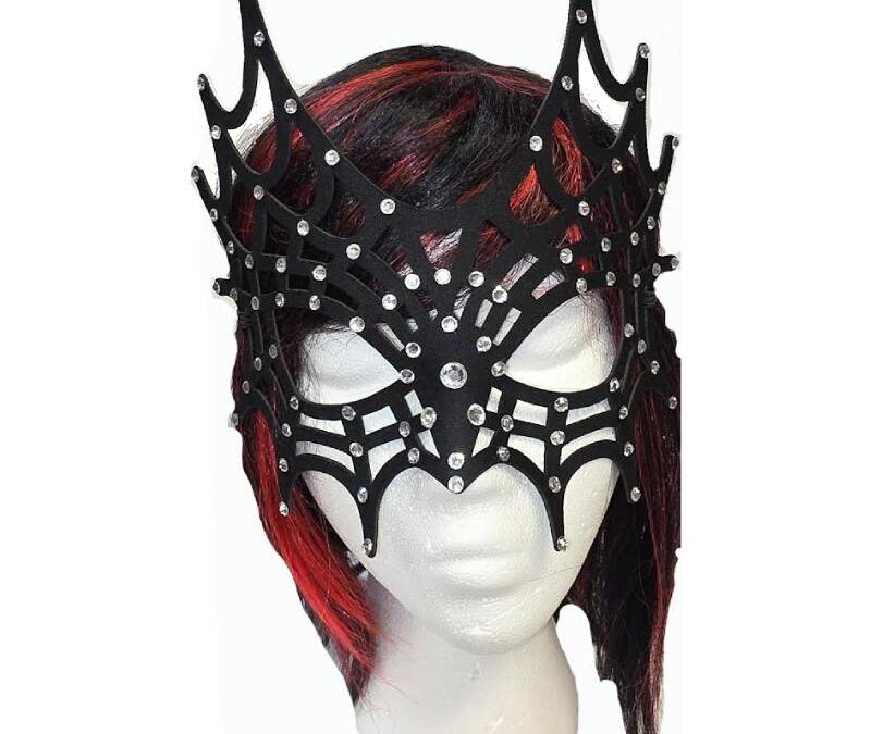 Spider Web Half Mask w Rhinestones