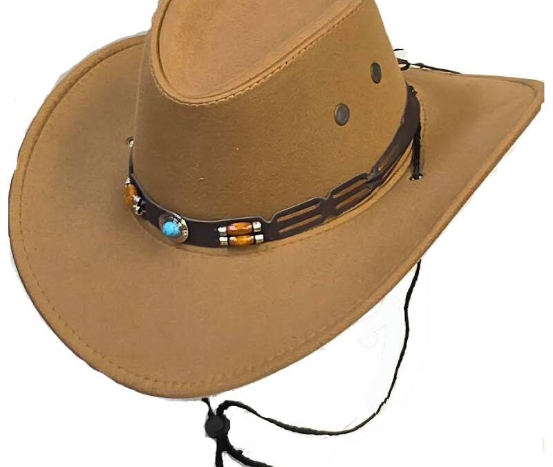 Deluxe Felt Western Cowboy Hat with Imitation Leather & Wood Bead Band
