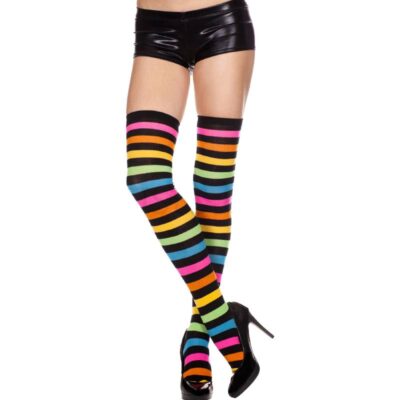 Acrylic Rainbow Stripes Thigh Highs