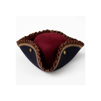 Velvet Tricorne Hat w Ruffle Trim