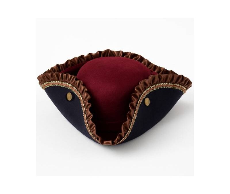 Velvet Tricorne Hat w Ruffle Trim