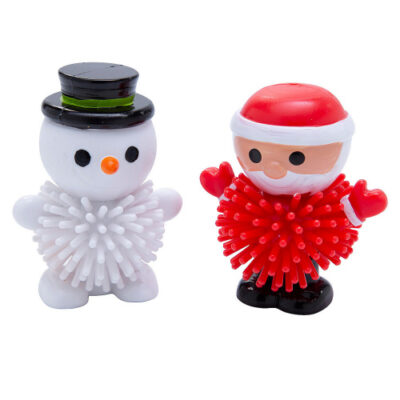 2.25" Rubber Spiky Santa & Snowman Figures