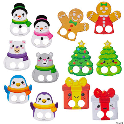 3.5" Cardboard Winter Christmas Finger Puppets